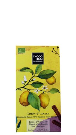 Chocolate Orgánico - Weiße Schokolade mit Zitrone und Zimt - 70g-Tafel